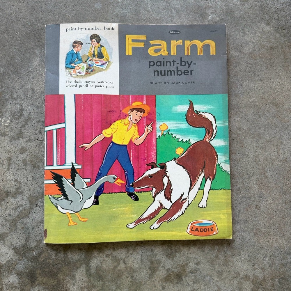Vintage 1968 WhitmanFarm Paint-By-NumberBook Giant Sized UNUSED Clean Unpainted